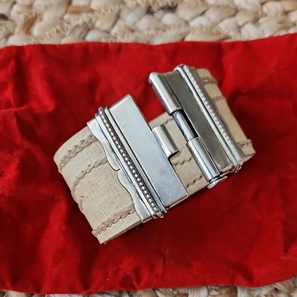 Silver and Tan Women's Bracelet